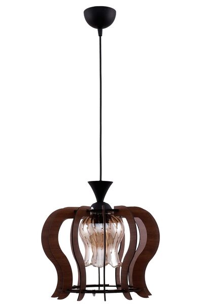 Begüsa Helin Tekli Ceviz Ahşap Camlı Avize 210 004 0508 01