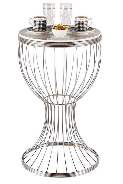 Begüsa Aldora Sehpa Krom Ahşap Mermer