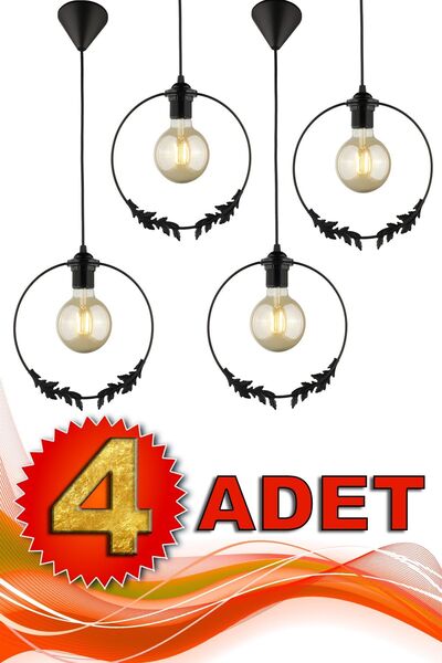 Begüsa 4 Adet Haliç Tekli Avize Siyah