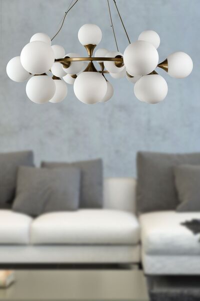 Begüsa Lavia 24.Lü Avize Eskitme Beyaz Cam