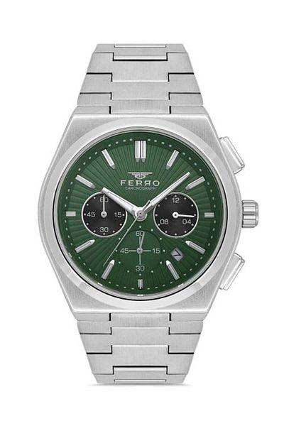 FERRO New Season Men's Wristwatch and Bracelet Gift - Green Case, Square-Round Design, Active Functions