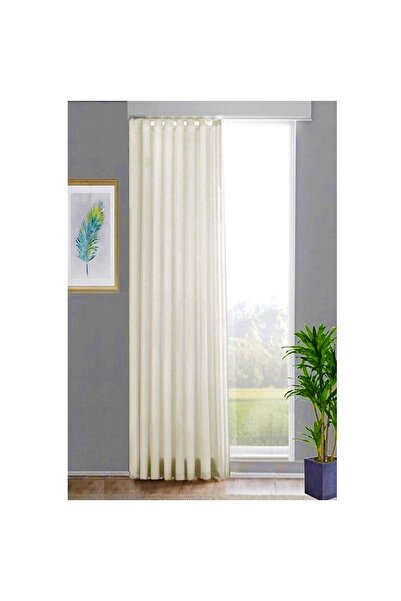 Evdepo Home Crown Ready-to-Wear Sunshade Curtain Satin Fabric Extra-forced Plain Stitching - Cream