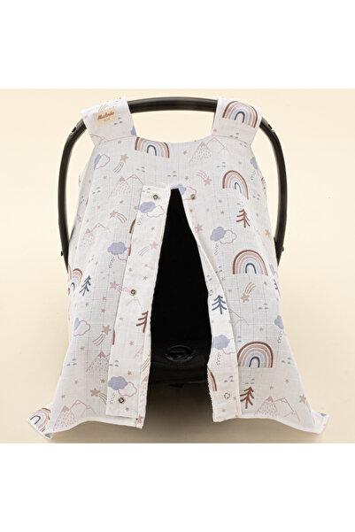 Yunikobaby Pastel Muslin Stroller Cover - Rainbow Design