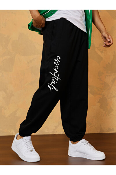 Styli بنطال رياضي كبير الحجم بطبعة شعار مع جيب منزلق