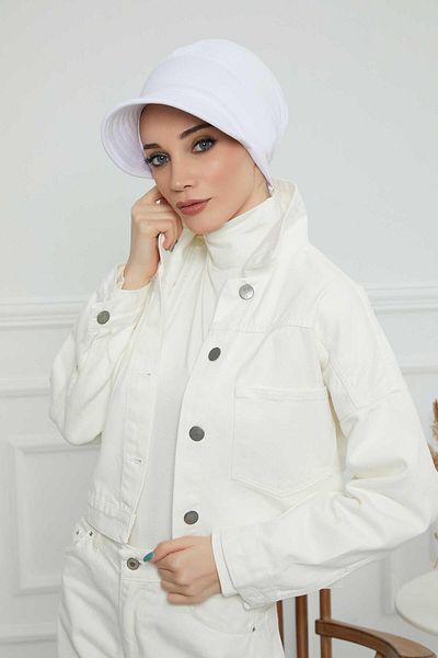 BESKAR Visor Jersey Hat Bone, B 73 White