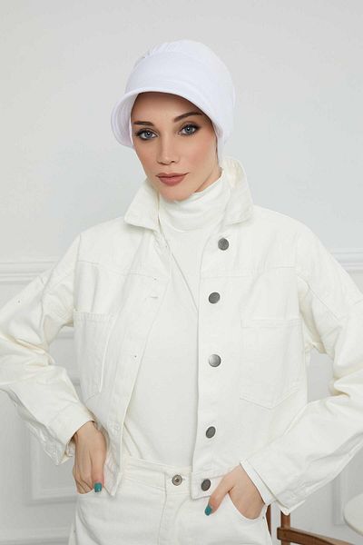 BESKAR Visor Jersey Hat Bone, B 73 White