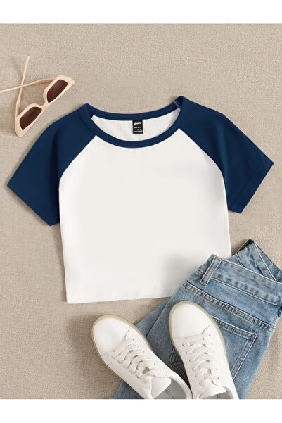 Ginevra Tricou Crop Basic pentru femei, în două culori, cu decolteu tip crewneck