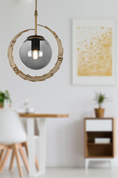 Begüsa Titan Tekli Avize Eskitme Füme Cam