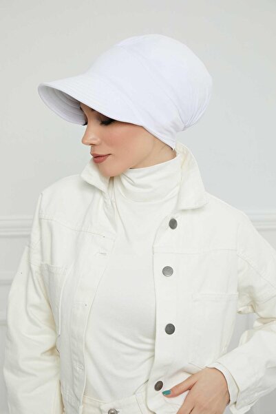 BESKAR Visor Jersey Hat Bone, B 73 White