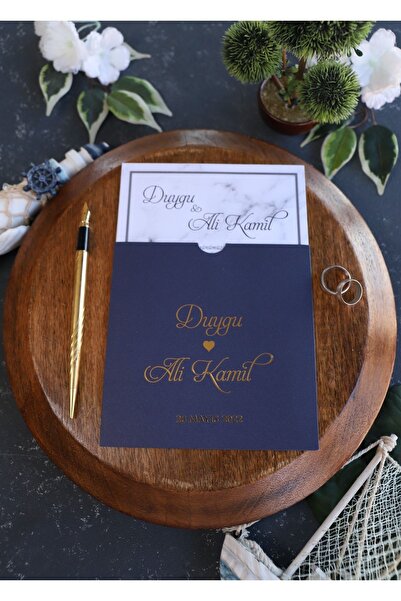 Pixel Davetiye Davetiye 100 Adet Yeni Model - Lacivert Düğün - Nişan - Nikah - Sünnet - Kına Davetiyesi - 522