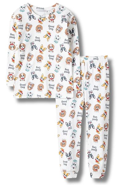 Beniizle Set de pijamale 100% bumbac cu model pentru pisică și câine pentru fete