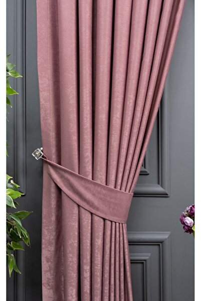 Evdepo Home Dusty Rose Solid Color Pleated Soft Background Curtain, 1/2 Sparse Pleat, Single Sash