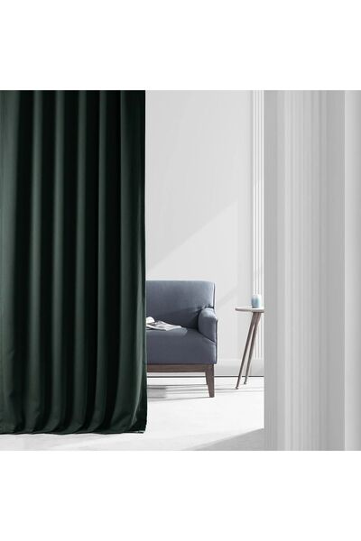 Evdepo Home Crown Ready to Use, Blackout, Sunshade, Pleatless Background Curtain, Single Wing - Black