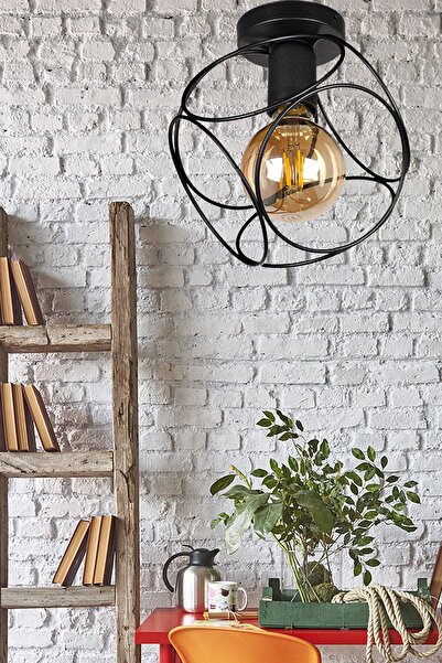 Begüsa Selanik Tekli Siyah Tavan Montaj Avize