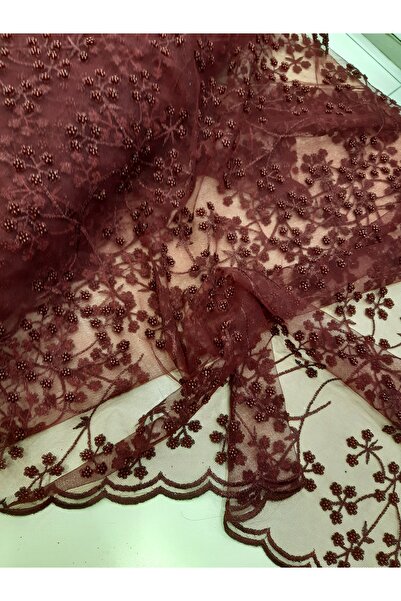 Safir Kumaş Çıtır Pıtır Desenli Boncuk İşlemeli Dantel  1  Metre