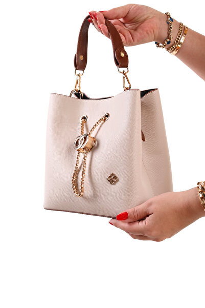 GALB LEATHER Yeni Sezon Orta Boy Özel Aksesuarlı Ağzı Büzgülü 2 Askılı Premiu...