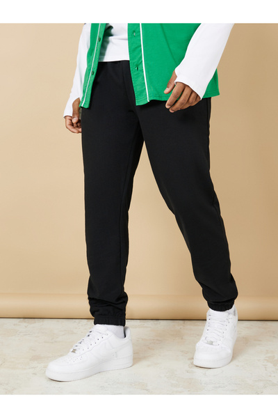 Styli بنطال فرينش تيري ذو قصة ضيقة مع أساور مطاطية