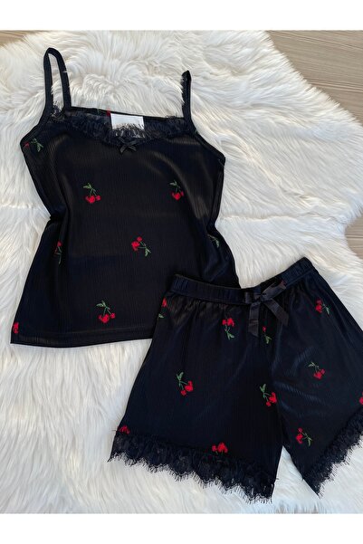 Pijamacs Σετ μαύρης πιτζάμας Pegasus με σχέδιο με σορτς