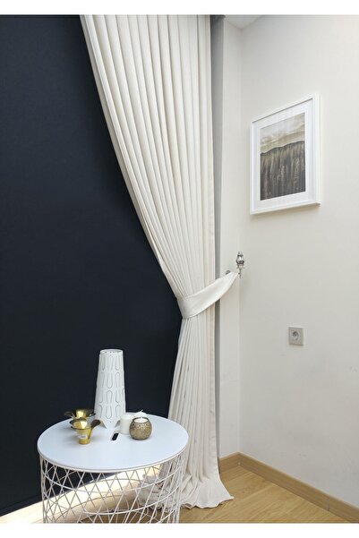 Evdepo Home White Solid Color Pleated Background Curtain, 1/2.5 Regular (Medium) Pleat, Single Sash