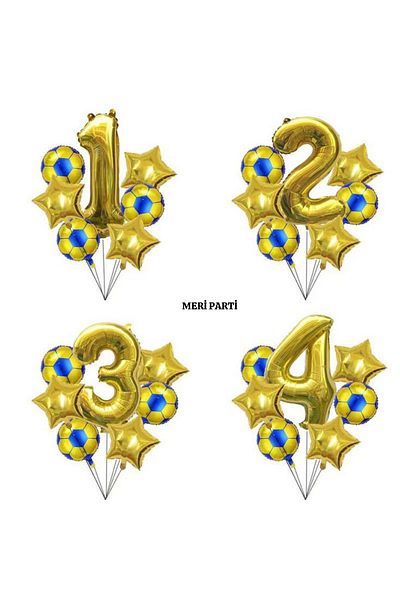 MERİ PARTİ Themed Balloon Number Foil and Ball Balloon for Birthday