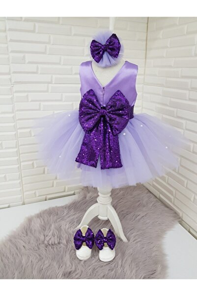 Almira Tasarım Lila Bebek Elbise Seti