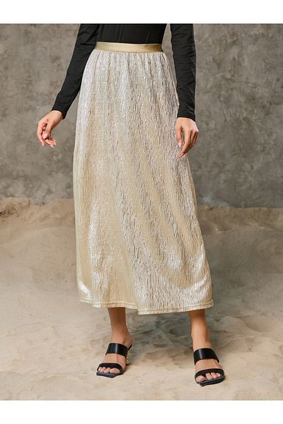 Styli Shimmer Textured A-Line Maxi Skirt