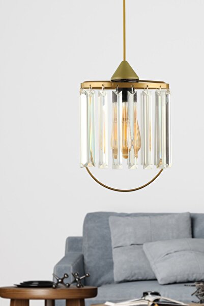 Begüsa Zaha Kristal Taşlı Tekli Elips Avize Eskitme