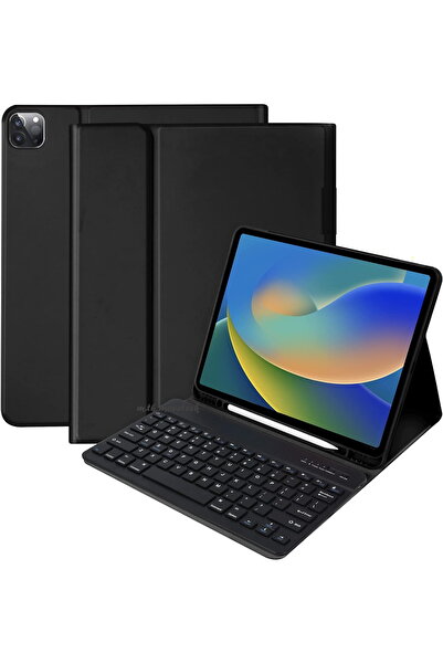 m.tk moveteck İpad Pro 13 Inç M4 Çip 2024 Uyumlu Bluetooth Özellikli Standlı Kalem Bölmeli Klavyeli Kılıf