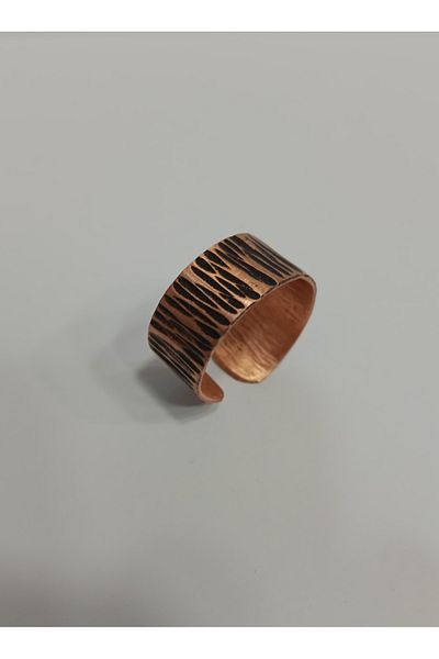 EldenEveBakır Hammer Forged with Copper Ring - Serrated Tumbled Zmay0004-2