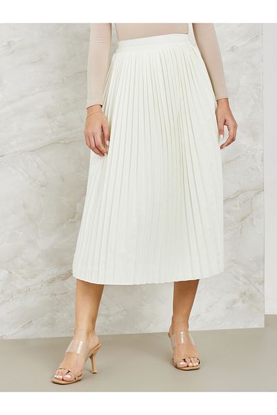 Styli Pleated A-Line Midi Skirt