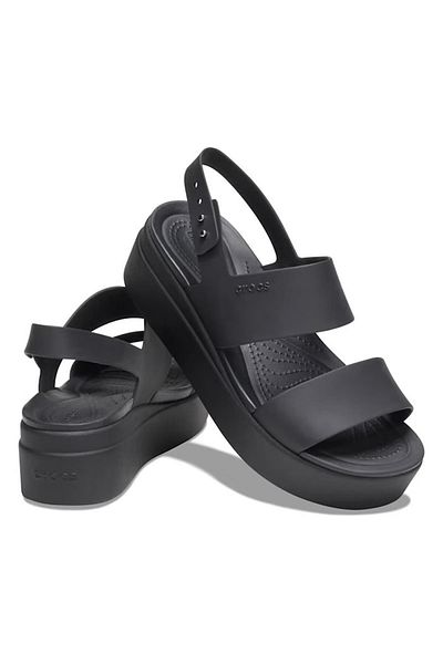 Crocs Brooklyn Low Wedge - Women's Black Slippers206453-060
