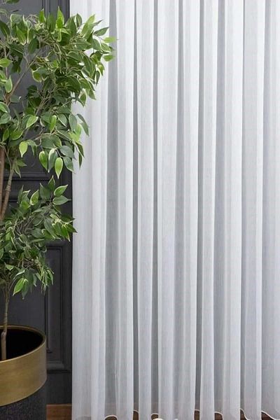 Brillant Living Room Curtain - Plain Tulle Bedroom, 1/3 Close Pleated TT Floor