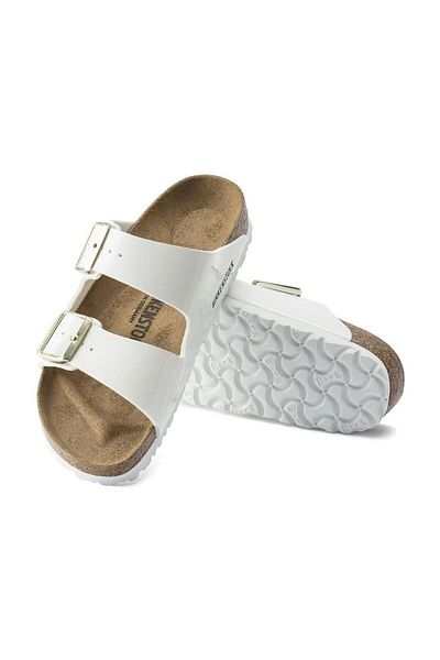 Birkenstock Arizona Bf Patent White Cork Sole Women's Slippers