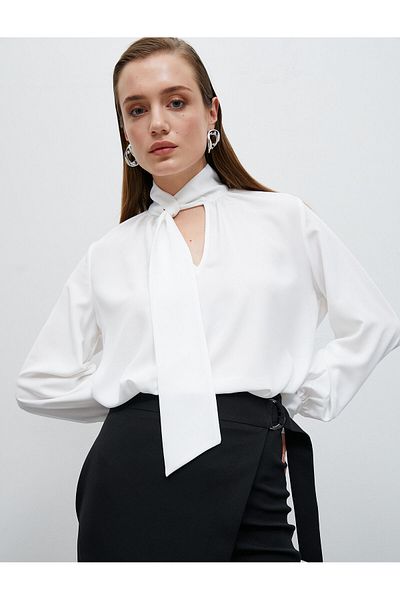Koton Scarf Collar Blouse Long Sleeve