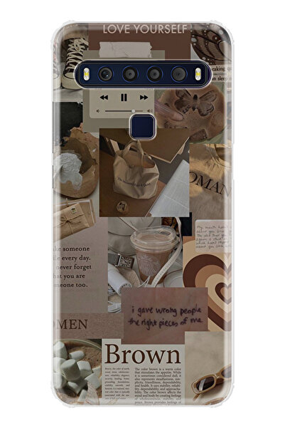 TCL 10L Kılıf Desenli Baskılı Silikon Brown STK:3