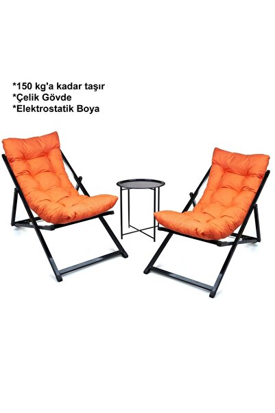 HASTUNÇ Minderli - Zetnnaa Şezlong Seti Bahçe&balkon&teras&plaj Katlanır Ikil...