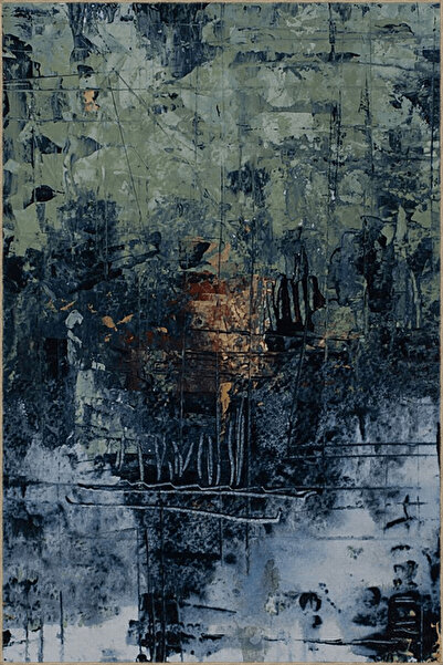 Rugs Modern Halı Lacivert Yeşil Temalı Pastel Soyut Desenli Kreatif Modern De...