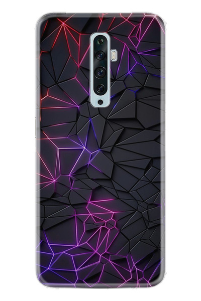 OPPO Reno 2Z Kılıf Desenli Baskılı Silikon Renkli Kristaller STK:33