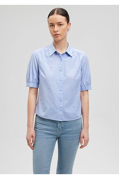 Mavi Cămașă albastră cu imprimeu mini cu flori, croială mulată/mulată1210060-87734