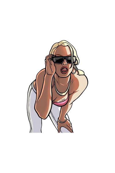 Hobi Butik 14 x 9 cm Gta Girl Sticker Motor Araba Kask Laptop Sticker