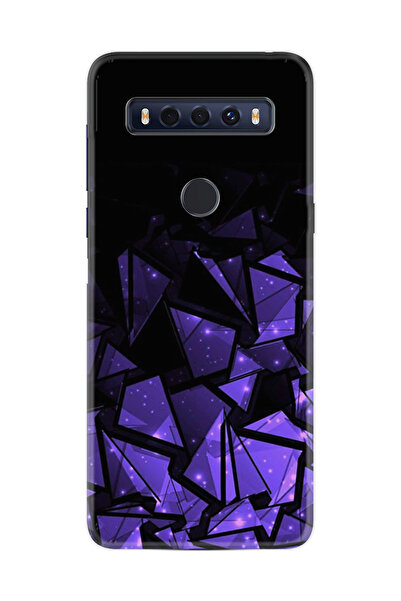 TCL 10 Se Kılıf Desenli Baskılı Silikon Mor Şekiller STK:28