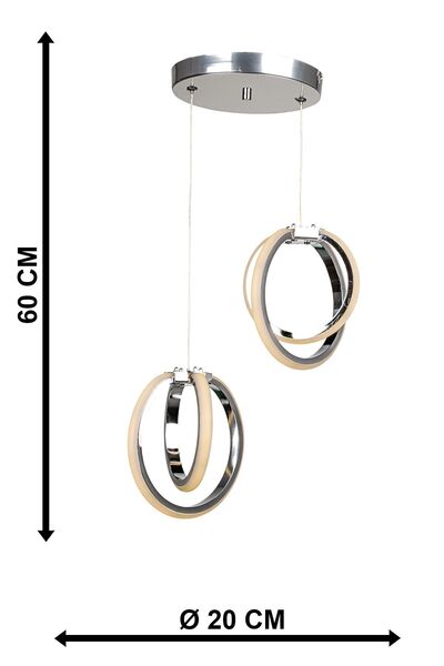 Begüsa Sezen Ledli 2.li Avize Krom