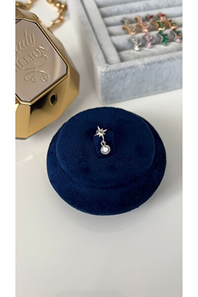 SU PERİSİ TAKI BİJUTERİ Vip Seri Gümüş Tek Taşlı Kuzey Yıldızı Piercing ,TRAGUS