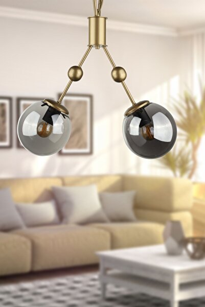 Begüsa Delf 2.li Avize Eskitme Füme Cam