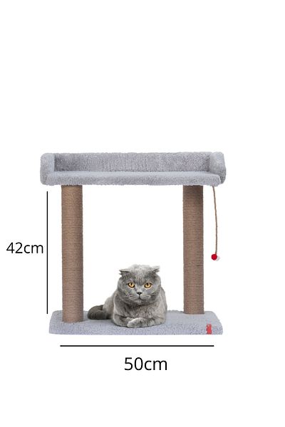 PUGALO Gray Dimensional Platform Cat Scratching Post with Seat