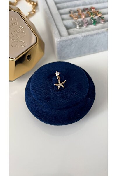 SU PERİSİ TAKI BİJUTERİ Vip Seri Gold Tek Taşlı Deniz Yıldızı Piercing , Tragus