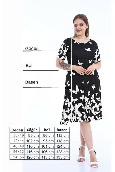 BEĞENDİM Butterfly Patterned Short Sleeve Dress