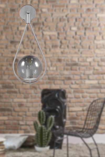 Begüsa Mexican Sconce Chrome Smoked Glop Glass