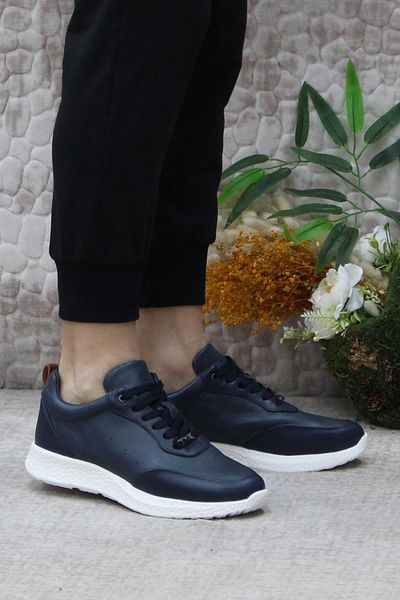 Hammer Jack 24260 Model Navy Blue Flexible Soft Genuine Leather Men's Shoes