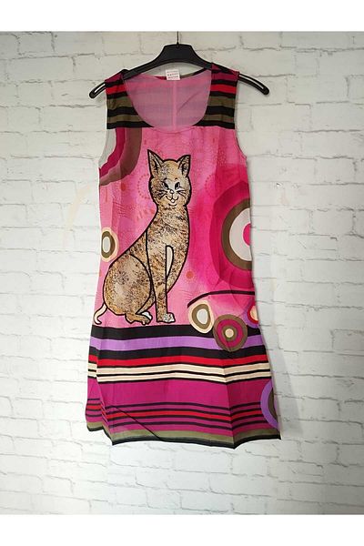 anne moda ankara Αυθεντικό καλοκαιρινό φόρεμα με σχέδιο γάτας